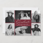 Burgundy Afstuderen 12 Afstuderen voor fotocollage Aankondiging (Voorkant)