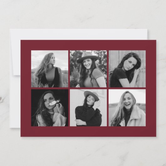 Burgundy Afstuderen 12 Afstuderen voor fotocollage Aankondiging (Achterkant)