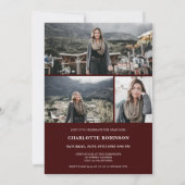 Burgundy afstuderen afstuderen met scriptfoto kaart (Achterkant)