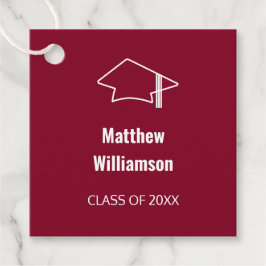 Burgundy Afstuderen Favor Tags Bedankjes Labels
