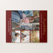 Burgundy Afstuderen Foto Collage Afstudeerder Memo Legpuzzel (Horizontaal)