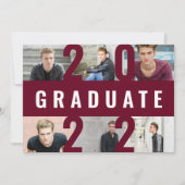 Burgundy afstuderen modern fotocollage vet aankondiging (Voorkant)
