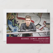 Burgundy afstuderen modern fotocollage vet aankondiging (Achterkant)