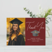 Burgundy Afstuderen Persoonlijk Afstuderen voor fo Bedankkaart (Staand voorkant)