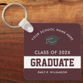Burgundy Afstuderen Persoonlijke Sleutelhanger (Voorkant)
