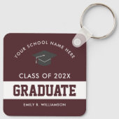 Burgundy Afstuderen Persoonlijke Sleutelhanger (Achterkant)