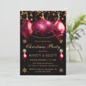 Burgundy agaat kralen kerstdinerfeest kaart (Staand voorkant)