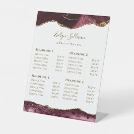 Burgundy Agate Beauty Salon Pedestal Sign Reclamebord Met Voetstuk