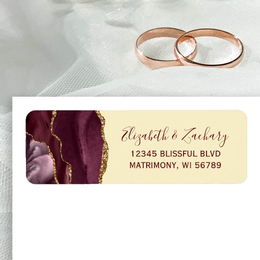 Burgundy Agate Boter Geel Retouradres Etiket