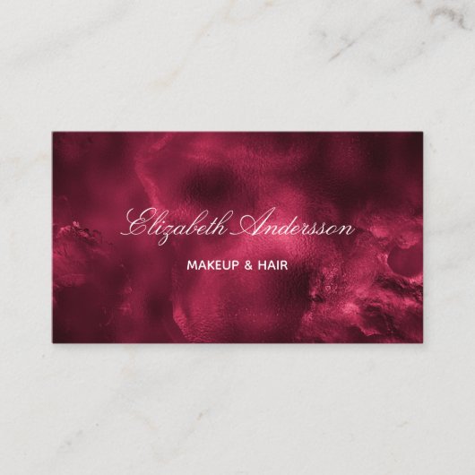 Burgundy agate foto qr code elegant visitekaartje (Voorkant)