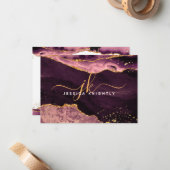 Burgundy Agate Geode Gold Glitter Script Monogram Notitiekaartje (Voorkant / Achterkant in situ)