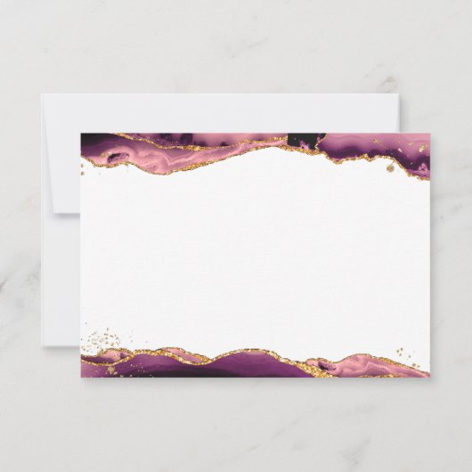 Burgundy Agate Geode Gold Glitter Script Monogram Notitiekaartje (Achterkant)