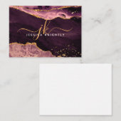 Burgundy Agate Geode Gold Glitter Script Monogram Notitiekaartje (Voorkant / Achterkant)