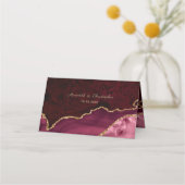 Burgundy Agate Gold Agate Wedding Table Place Card Plaatskaartje (Achterkant)