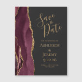 Burgundy Agate Gold Dark Magnetic Save the Date (Voorkant)
