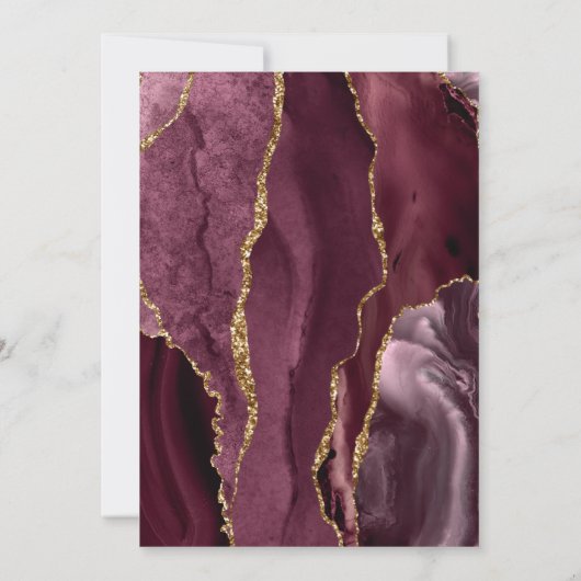 Burgundy Agate Gold Glitter-bevestiging Kaart (Achterkant)