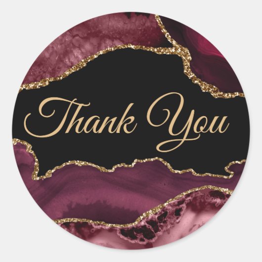 Burgundy Agate Hartelijk dank Ronde Sticker (Voorkant)
