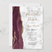 Burgundy Agate Marble Wedding Rehearsal Dinner Kaart (Voorkant)
