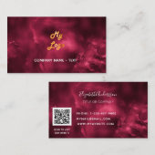 Burgundy agate qr code logo elegant visitekaartje (Voorkant / Achterkant)