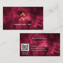 Burgundy agate qr code logo elegant visitekaartje
