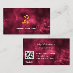 Burgundy agate qr code logo elegant visitekaartje
