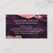 Burgundy Agate Script Monogram Faux Gold Glitter Visitekaartje (Achterkant)