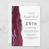 Burgundy Agate Silver 25th Anniversary Kaart (Voorkant)