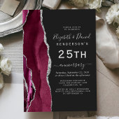 Burgundy Agate Silver Dark 25th Anniversary Kaart