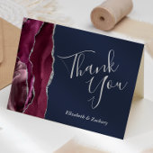 Burgundy Agate Silver Glitter Navy Blue Hartelijk  Kaart