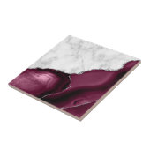 Burgundy Agate Silver Glitter White Marble Tegeltje (Zijkant)