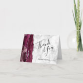 Burgundy Agate Silver Marble Wedding Bedankt Kaart (Voorkant)
