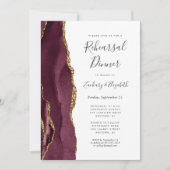 Burgundy Agate Wedding Rehearsal Dinner Kaart (Voorkant)