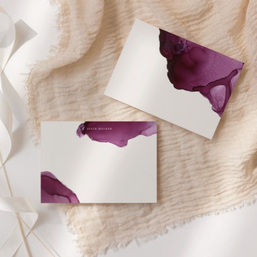 Burgundy Alcohol Ink Stationery Note Card Notitiekaartje