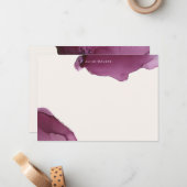Burgundy Alcohol Ink Stationery Note Card Notitiekaartje (Voorkant / Achterkant in situ)