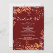 Burgundy All In One Autumn Fall Floral Wedding Kaart (Achterkant)