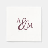 Burgundy Ampersand Monogram Weddenschap Servet (Voorkant)
