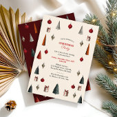 Burgundy and Beige Retro  Christmas Party Kaart