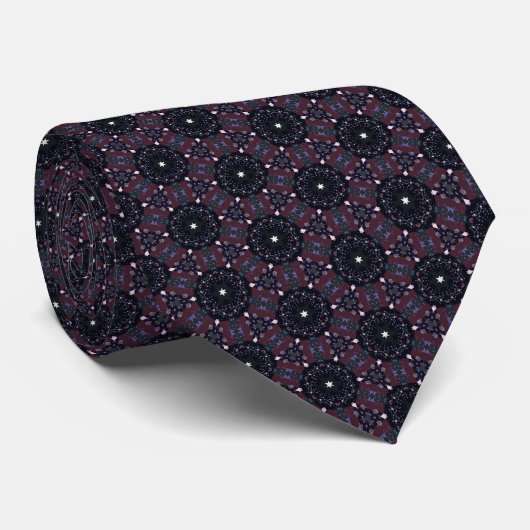Burgundy and Black Star Neck Tie Stropdas (Opgerold)