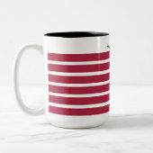 Burgundy and Black Striped Personalised Tweekleurige Koffiemok (Links)