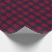 Burgundy and Blue Plaid Holiday Wrapping Paper Cadeaupapier (Hoek)