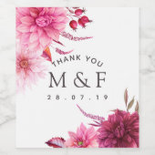 Burgundy and Blush Fall Wedding Guest Dank je Wijn Etiket (Enkel label)