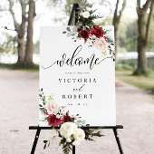Burgundy and Blush Floral Wedding Welcome Sign Poster