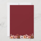 Burgundy and Blush, Monogram Floral Wedding Kaart (Achterkant)