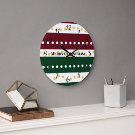 Burgundy and Emerald Golden Polka Dots Christmas  Grote Klok