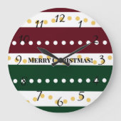 Burgundy and Emerald Golden Polka Dots Christmas  Grote Klok (Voorkant)