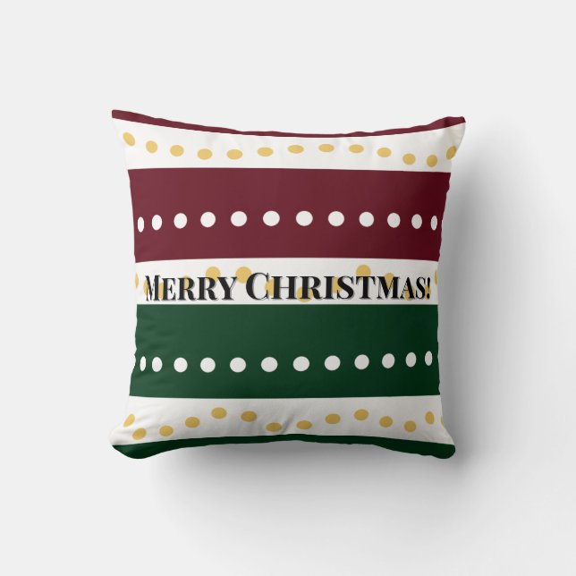 Burgundy and Emerald Golden Polka Dots Christmas  Kussen (Voorkant)