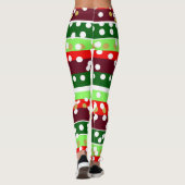 Burgundy and Emerald Golden Polka Dots Christmas  Leggings (Achterkant)