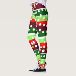 Burgundy and Emerald Golden Polka Dots Christmas  Leggings