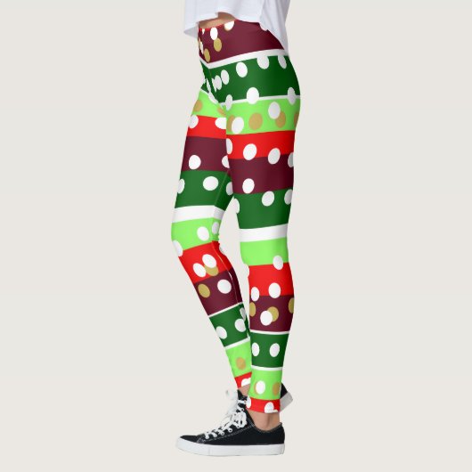 Burgundy and Emerald Golden Polka Dots Christmas  Leggings (Links)