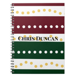 Burgundy and Emerald Golden Polka Dots Christmas  Notitieboek